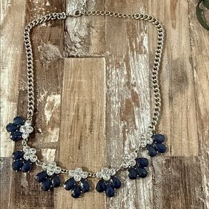 Silver and Blue Floral Necklace
